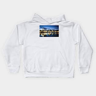 Wellington New Zealand Water Front At Night Kids Hoodie